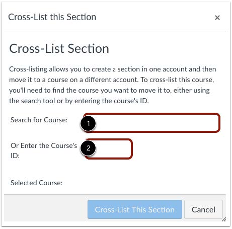 Canvas Cross-List Section search Canvas Cross-List Section search