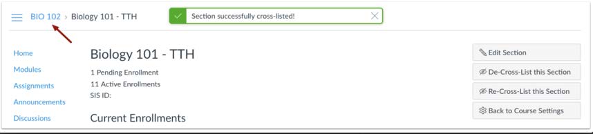 Successfully cross-listed course Successfully cross-listed course