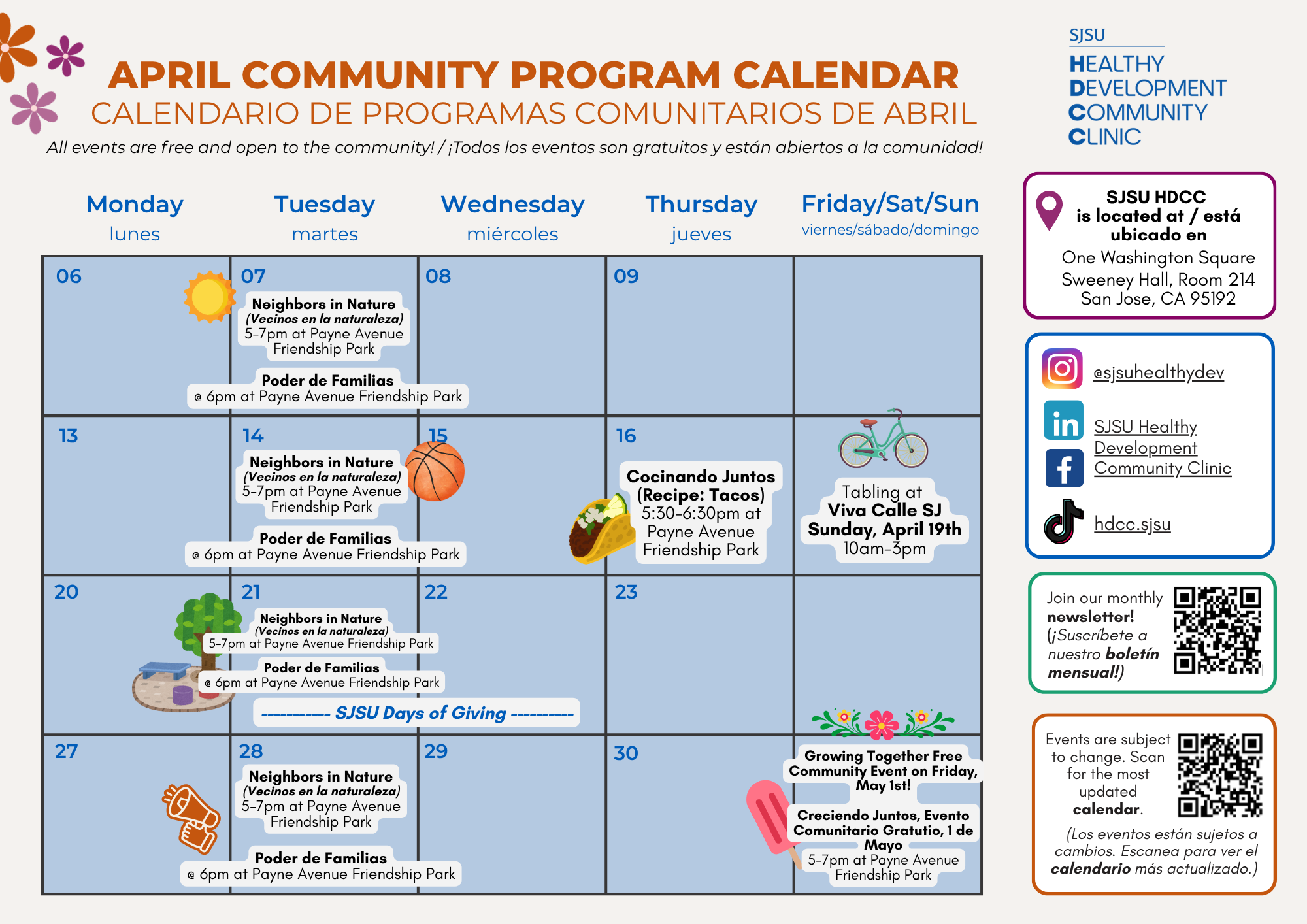 April community program calendar