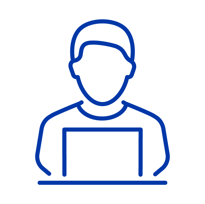 Icon of person on laptop icon