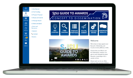 computer screen showing guide to awards homepage with video welcome thumbnail