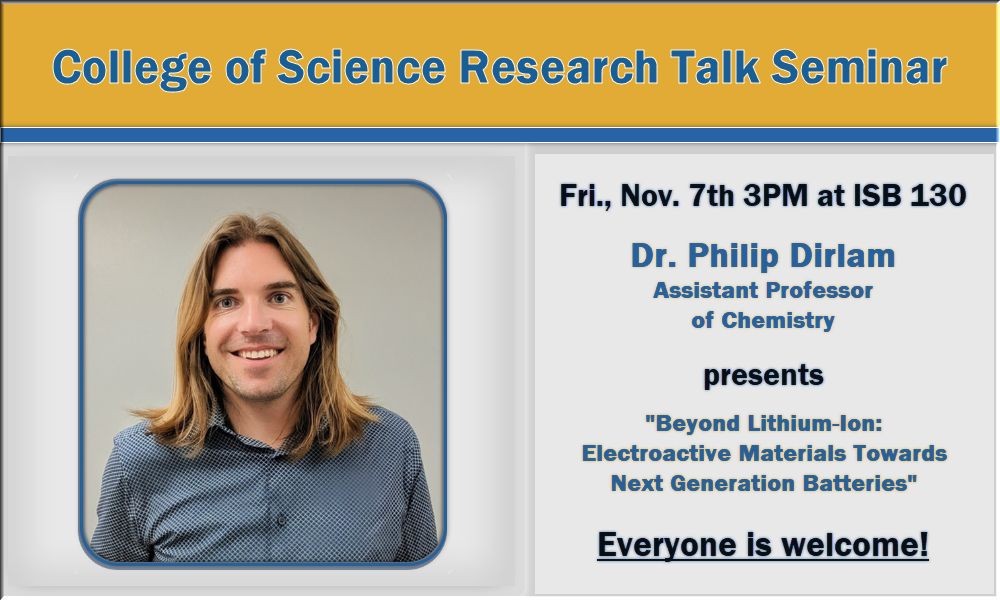 seminar flyer with Philip Dirlam photo