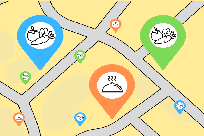 illustration that mimicks a food locator map