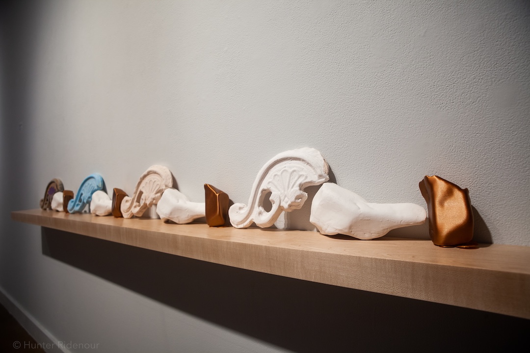 Sofía Córdova, That they might participate in number, learning arithmetic from the revolution of the same and the like , 2023, Porcelain, thermoplastic polyester, found wood, paint Sofía Córdova, That they might participate in number, learning arithmetic from the revolution of the same and the like , 2023, Porcelain, thermoplastic polyester, found wood, paint